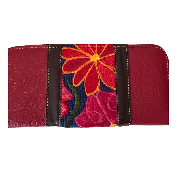 Tooled with floral  tapestry embroidery synthetic leather wallet women with coin - Picture 3 of 11